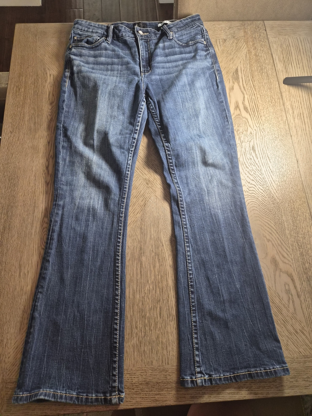 Classic Women's Blue Denim Jeans - Flare Leg